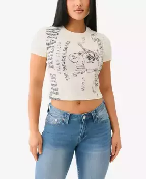 Женская футболка SS Heritage Logo Baby Crewneck True Religion, белый