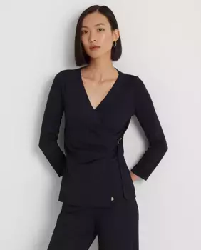 Женская футболка стретч-трикотажа Lauren Ralph Lauren, темно-синий