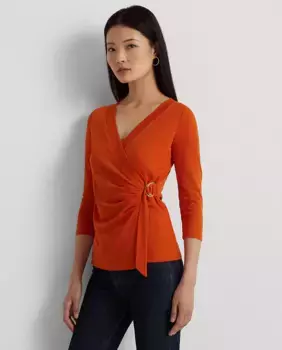 Женская футболка стретч-трикотажа Lauren Ralph Lauren, оранжевый