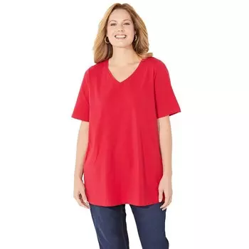 Женская футболка Suprema с короткими рукавами и v-образным вырезом CATHERINES больших размеров Catherines, цвет Classic Red