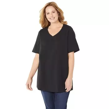 Женская футболка Suprema с короткими рукавами и v-образным вырезом CATHERINES больших размеров Catherines, черный