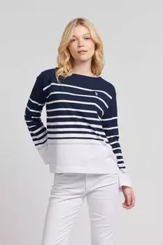 Женская футболка-свитер в полоску с вырезом лодочкой U.S. Polo Assn, синий