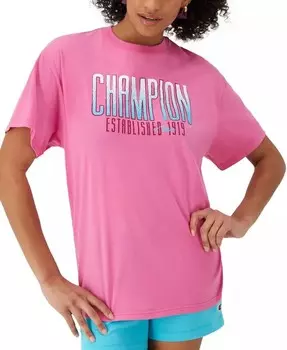 Женская футболка свободного кроя с графическим логотипом Champion, розовый