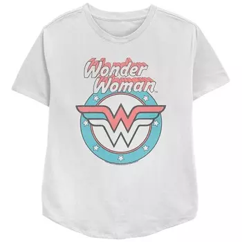 Женская футболка свободного кроя с графическим логотипом Wonder Woman в стиле ретро Licensed Character, белый