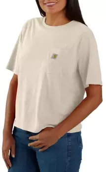 Женская футболка свободного кроя с короткими рукавами Carhartt, цвет Oat Milk Heather