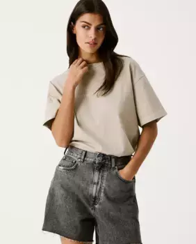 Женская футболка свободного кроя с принтом на спине Pepe Jeans, бежевый