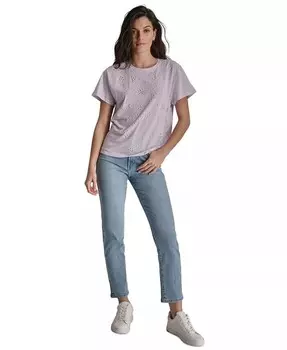Женская футболка свободного кроя с рассеянными купольными заклепками DKNY Jeans, фиолетовый