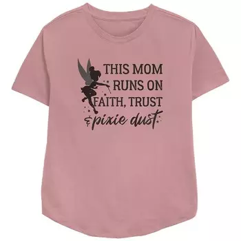 Женская футболка свободного кроя с рисунком Disney Tinker Bell This Mom Runs On Faith Trust и Pixie Dust Licensed Character, цвет Mauve