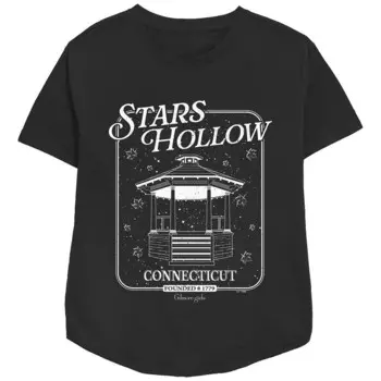 Женская футболка свободного кроя с рисунком Gilmore Girls Stars Hollow Gazebo Licensed Character, черный