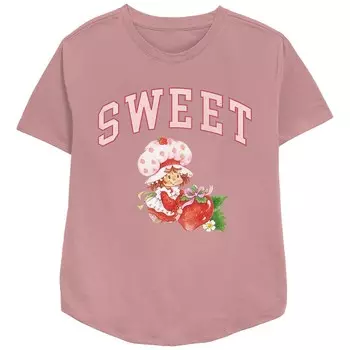 Женская футболка свободного кроя с рисунком клубники Shortcake Sweet Licensed Character, цвет Mauve