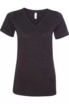 Женская футболка свободного покроя BELLA + CANVAS Triblend с коротким рукавом и V-образным вырезом, цвет charcoal black triblend