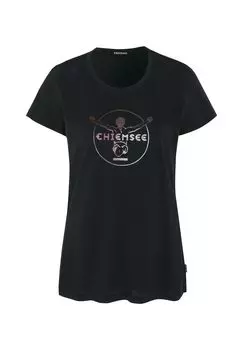 Женская футболка - Taormina, рубашка, хлопок, круглый вырез, логотип, короткая, однотонная CHIEMSEE, черный