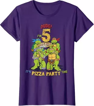 Женская футболка Teenage Mutant Ninja Turtles I'm 5 Dude Pizza Birthday Party, фиолетовый