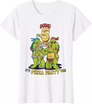 Женская футболка Teenage Mutant Ninja Turtles I'm 5 Dude Pizza Birthday Party, белый