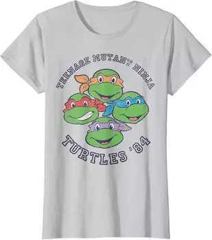 Женская футболка Teenage Mutant Ninja Turtles Old School 1984, серебристо-серый