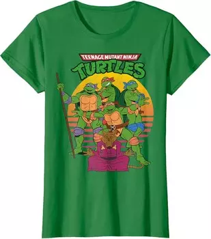 Женская футболка Teenage Mutant Ninja Turtles Retro Sun Group, зеленый