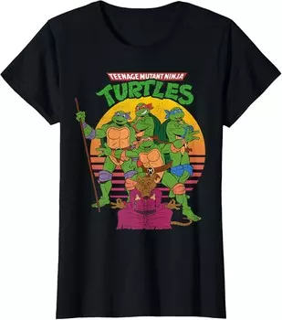 Женская футболка Teenage Mutant Ninja Turtles Retro Sun Group, черный