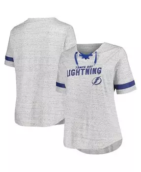 Женская футболка темно-серого цвета Tampa Bay Lightning размера плюс на шнуровке Fanatics, серый