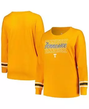 Женская футболка Tennessee Orange Tennessee Volunteers размера плюс с тройным шрифтом и круглым вырезом, длинными рукавами Profile, оранжевый