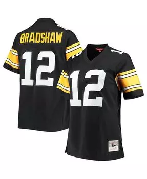 Женская футболка Terry Bradshaw Black Pittsburgh Steelers Legacy Replica Player Mitchell & Ness, черный
