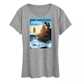 Женская футболка The Goonies с принтом "Закат на скале" Licensed Character, серый