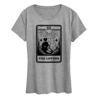 Женская футболка The Lovers Tarot с рисунком кошек Licensed Character, цвет Heather Gray