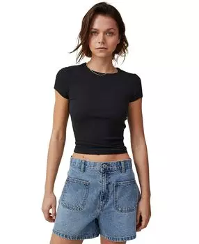 Женская футболка The One Organic Rib Crew с короткими рукавами COTTON ON, черный