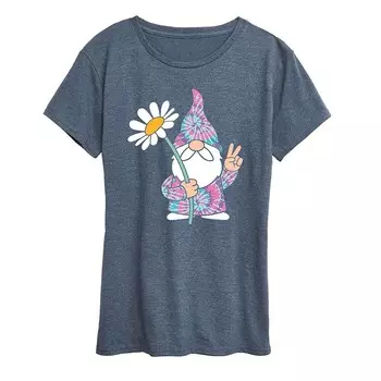 Женская футболка Tie Dye Gnome с рисунком ромашки Licensed Character, цвет Heather Blue