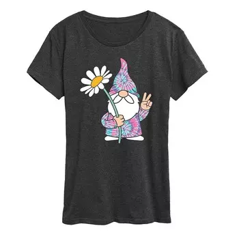 Женская футболка Tie Dye Gnome с рисунком ромашки Licensed Character, цвет Heather Charcoal