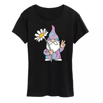 Женская футболка Tie Dye Gnome с рисунком ромашки Licensed Character, черный