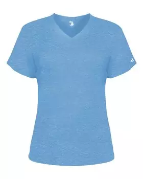 Женская футболка Triblend Performance с V-образным вырезом и коротким рукавом Badger, цвет columbia blue heather