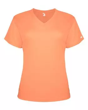 Женская футболка Triblend Performance с V-образным вырезом и коротким рукавом Badger, персиковый