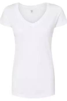 Женская футболка Tultex Poly-Rich с V-образным вырезом, белый