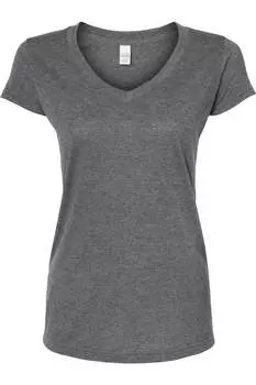 Женская футболка Tultex Poly-Rich с V-образным вырезом, цвет heather charcoal