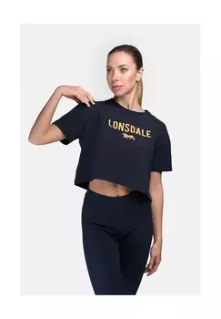 Женская футболка укороченная оверсайз MOIRA LONSDALE, темно-сине-оранжевый