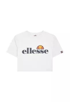 Женская футболка: укороченный топ, короткий рукав, круглый вырез, круглый вырез, логотип, однотонная ellesse, розовый