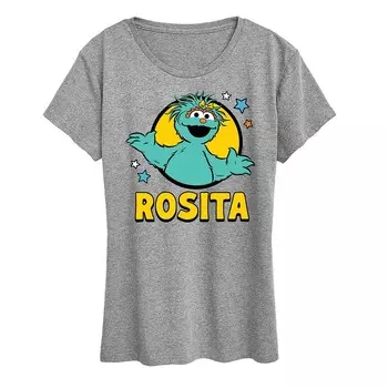 Женская футболка «Улица Сезам» Rosita с рисунком звезд Licensed Character, цвет Heather Gray