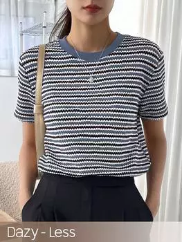 Женская футболка в клетку с цветными блоками Dazy-Less с короткими рукавами, цвет синий