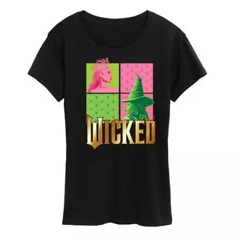Женская футболка в клетку Wicked Glinda & Elphaba Licensed Character, черный