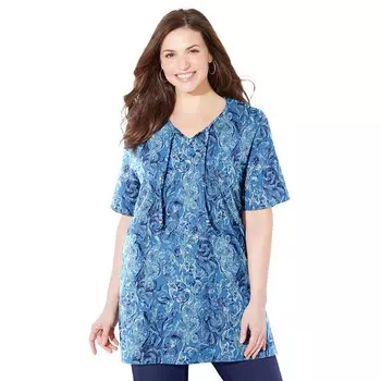 Женская футболка в крестьянском стиле больших размеровCatherines Easy Fit, цвет English Manor Paisley