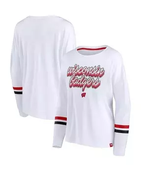 Женская футболка в полоску с длинным рукавом White Wisconsin Badgers Retro Power Fanatics, белый