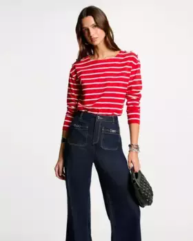 Женская футболка в полоску с длинными рукавами Morgan, красный