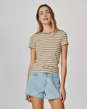 Женская футболка в полоску с коротким рукавом Jack & Jones, цвет Kaki