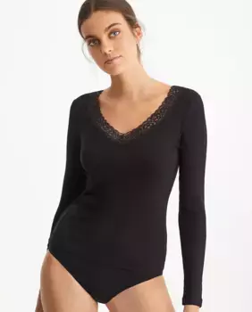 Женская футболка в рубчик из модала с длинными рукавами Promise, черный