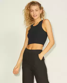 Женская футболка в рубчик Jack & Jones, черный