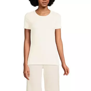 Женская футболка в рубчик Lands' End, цвет Fresh Ivory