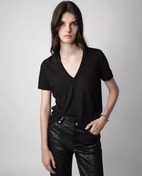 Женская футболка Wassa с короткими рукавами и стразами Zadig & Voltaire, черный