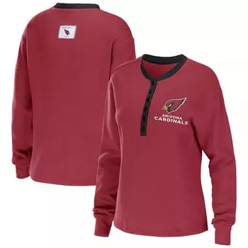 Женская футболка WEAR by Erin Andrews Cardinal Arizona Cardinals Waffle Henley с длинным рукавом