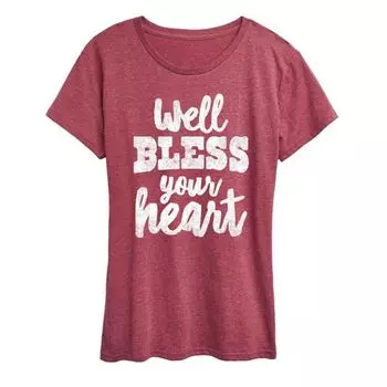 Женская футболка Well Bless Your Heart с принтом Licensed Character, красный