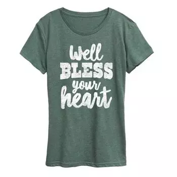 Женская футболка Well Bless Your Heart с принтом Licensed Character, зеленый